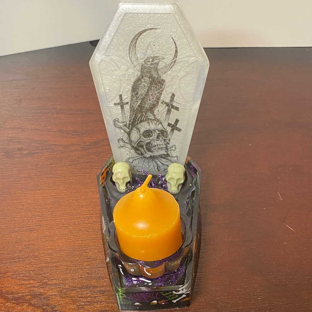 Raven & Skull Candle Holder